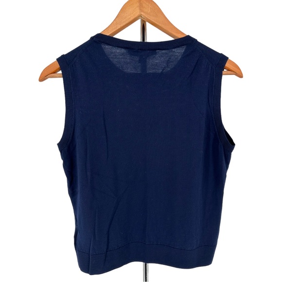 Brooks Brothers Navy Super Fine Merino Wool Sleeveless Sweater Vest Knit size L - Picture 6 of 9